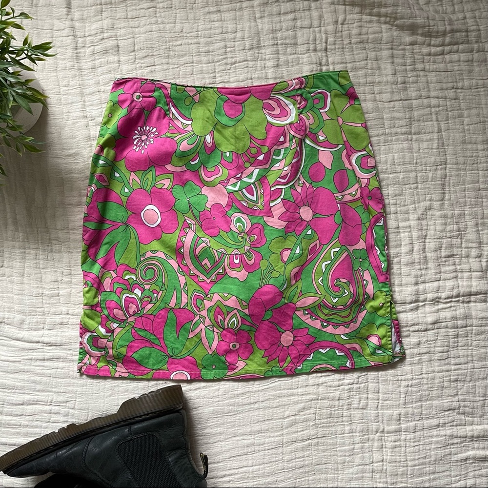Y2K 2000s 90s mini skirt/skort vintage floral pattern summer hippie retro artsy